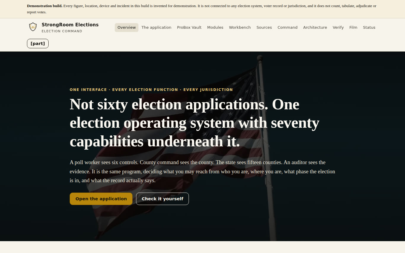 Screenshot of StrongRoom Elections (validation copy)
